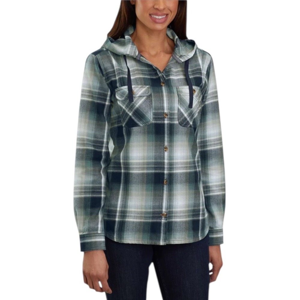 Carhartt Women's Beartooth‎ Plaid Long Sleeve Lightweight Hooded Flannel Shirt M